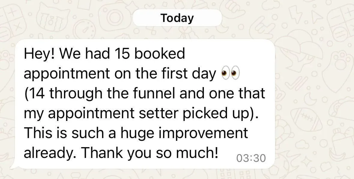 15 booked appointments day 1